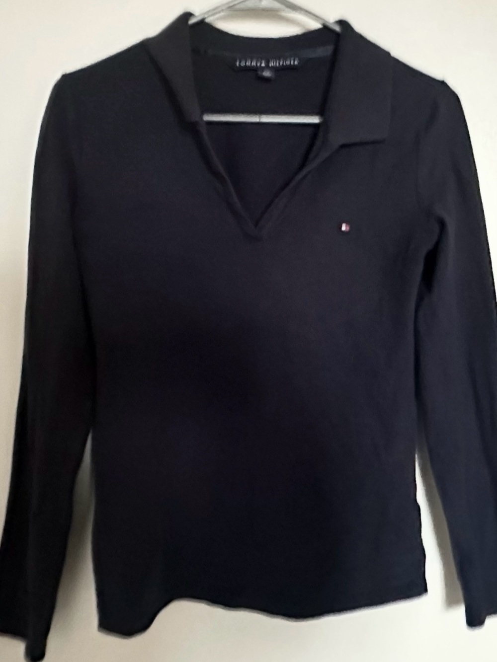 Tommy Hilfiger Women's Long-Sleeve Polo Top - Dark navy blue